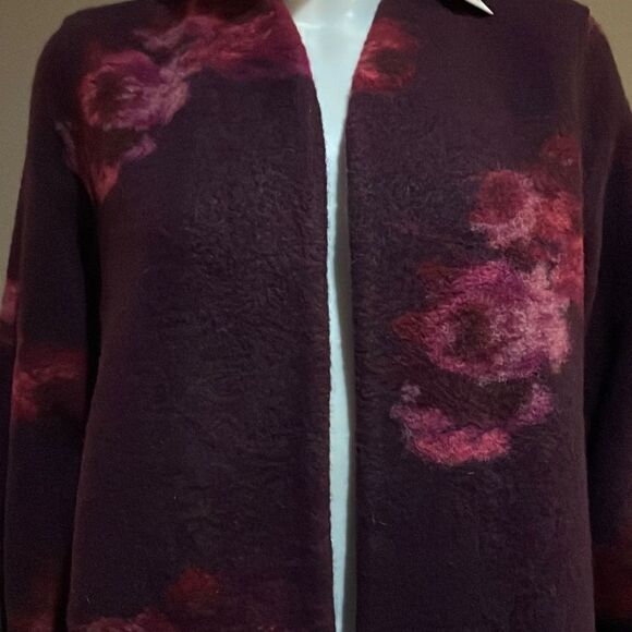 Calvin Klein Floral Print Wool Blend Coat Small - Picture 7 of 8